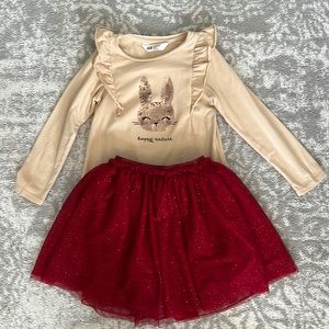 Girls outfit shirt with tulle glitter skirt